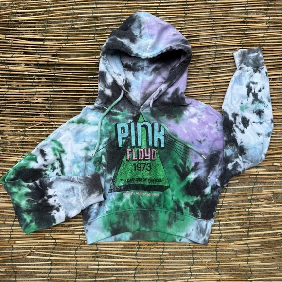 Pink Floyd 1973 Tie-Dye Cropped Hoodie Size Small - Picture 1 of 8